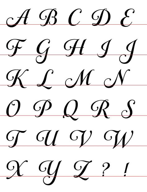 Cursive letter stencils