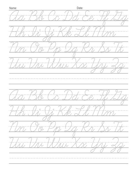 Cursive Practice Sheets For Kids