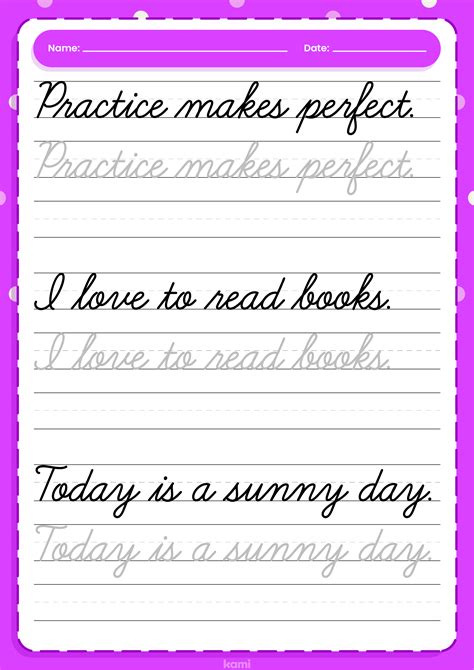 Cursive Sentence Printables For Kids