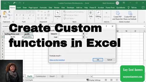 Custom Function Method in Excel