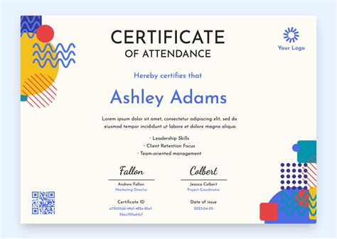 Customizable Perfect Attendance Certificate Template