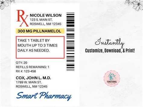 Customizable Prescription Label Template