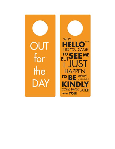 Customizable Printable Door Hanger Template for Hotel