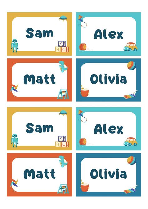 Customizable Printable Name Labels