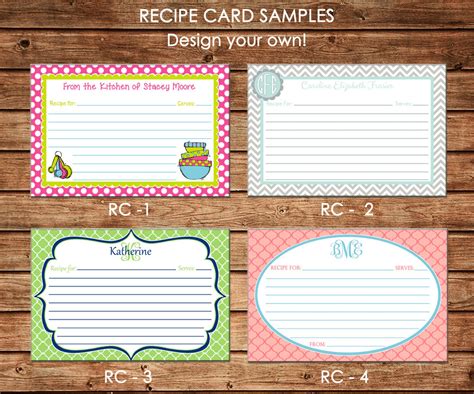 Customizable Recipe Cards