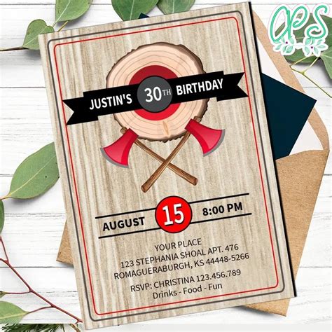 Customize Axe Throwing Invitations