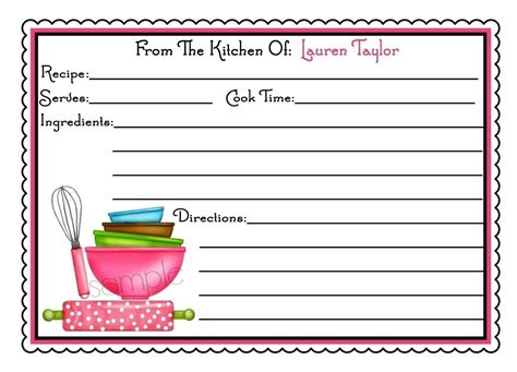 Customize Recipe Card Template