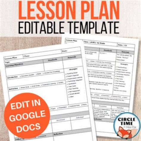 Customizing Lesson Plan Templates in Google Docs