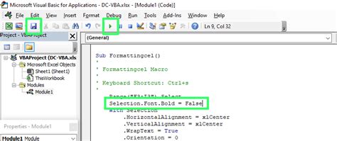 Customizing the VBA Macro