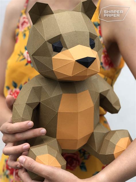 Cute 3D Paper Bear Template