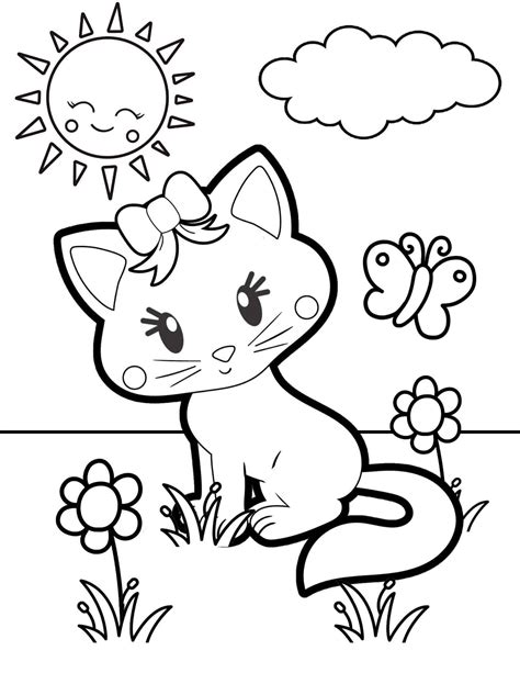 Cute Cat Coloring Page 9