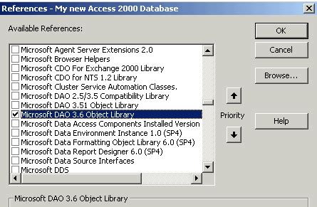 DAO Library in VBA