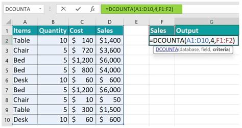 DCountA Function Example 3