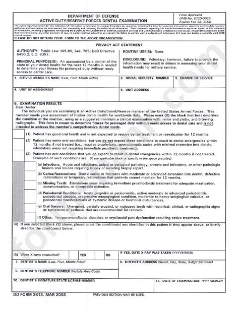 DD Form 2813 Printable Template