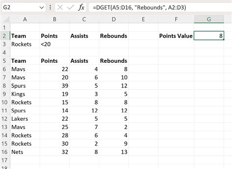 DGET Function Variable Criteria Range