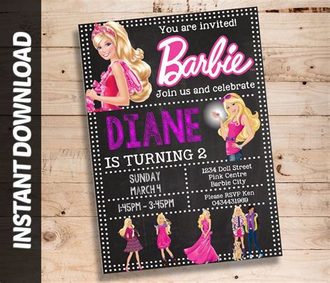 DIY Barbie Invitation Template Design