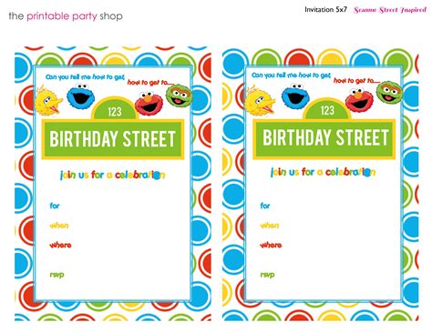 DIY Sesame Street Birthday Invitation Templates