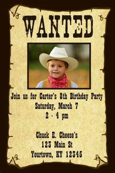 DIY Wanted Poster Birthday Invitation