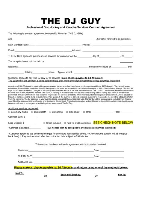 DJ Contract Agreement Template