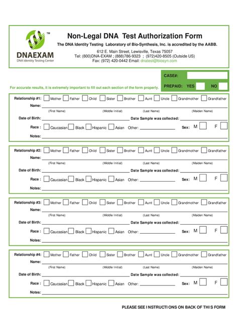 DNA Test Results Templates