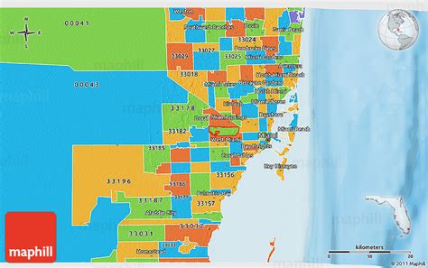 Dade County Zip Code Map Overview