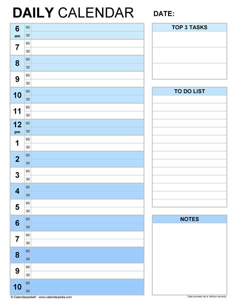 Daily Calendar Template Word Tips