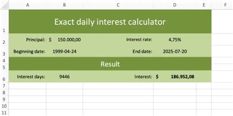 Daily Interest Excel Formula