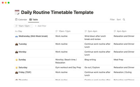 Daily Schedule in Notion