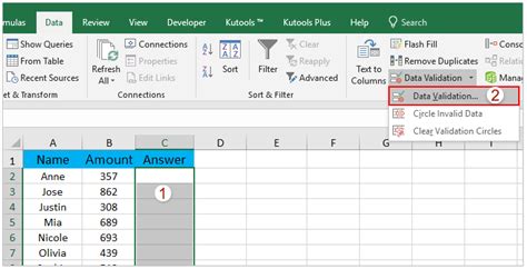 Data Validation Yes No Drop Down