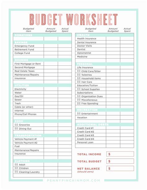 Dave Ramsey Budget Worksheets