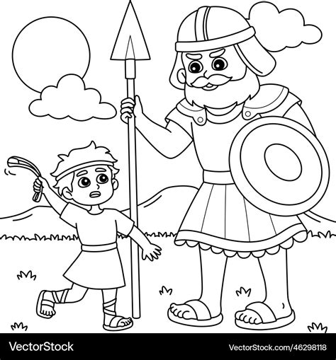 David and Goliath Coloring Page