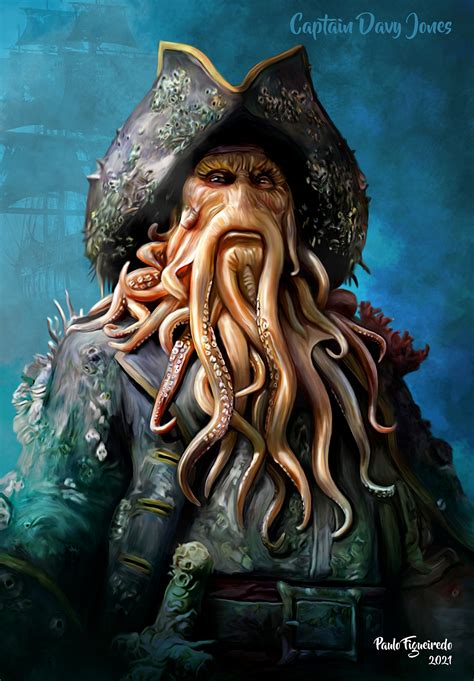 A painting of Davy Jones, a fearsome and powerful figure