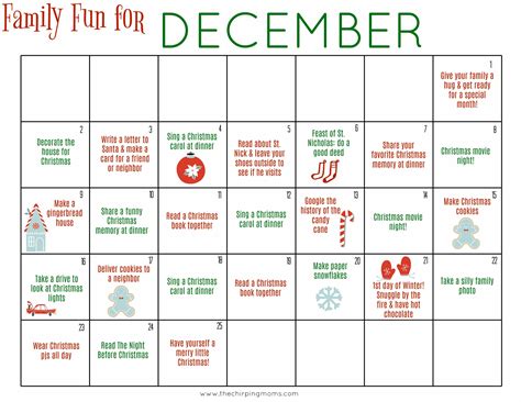 December calendar ideas