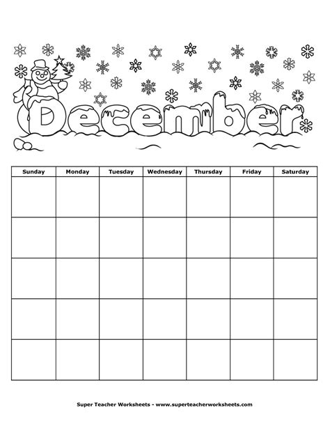 December calendar template