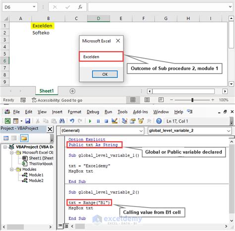 Declaring Global Variables In Excel Vba