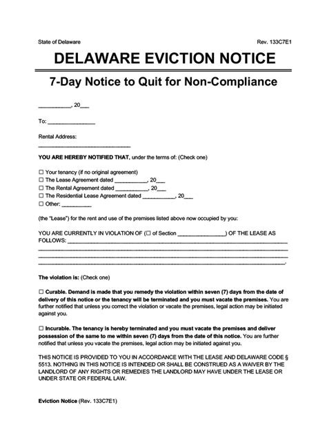 Delaware Eviction Notice Template FAQs