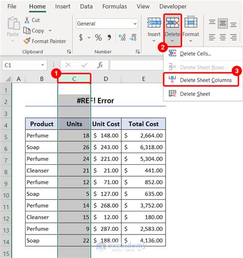 Error Handling for Deleting Columns