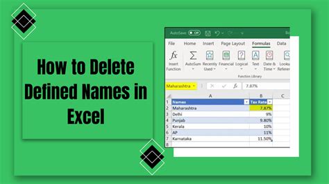 Delete Defined Names Method 1