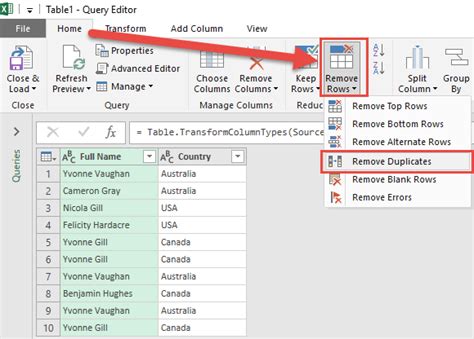 Using Power Query to Delete Duplicates