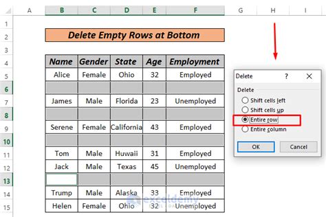 Delete Empty Rows Manually