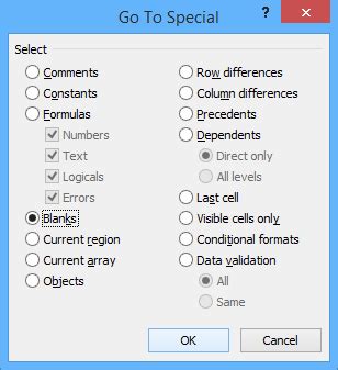 Delete Empty Rows Using Go To Special