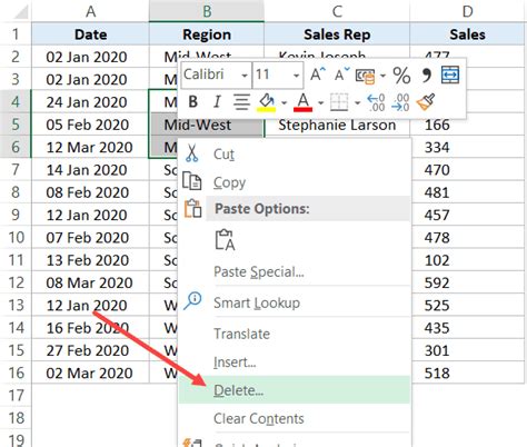 Delete Rows In Excel