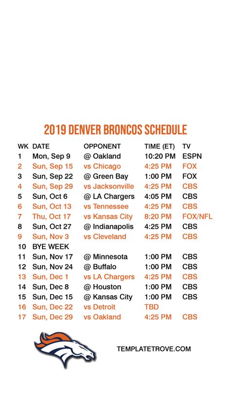 Denver Broncos Schedule 2023