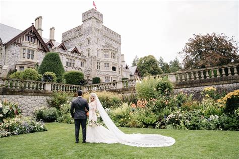 Couple at a castle, getting married