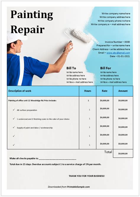 Detailed Paint Estimate Template