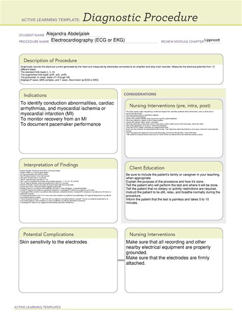 Diagnostic Procedure Template Word