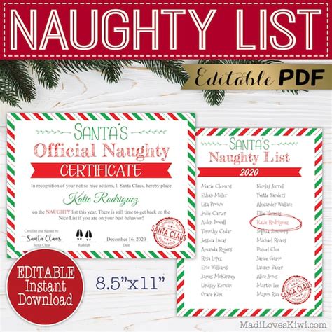 Digital Santa's Naughty List Template