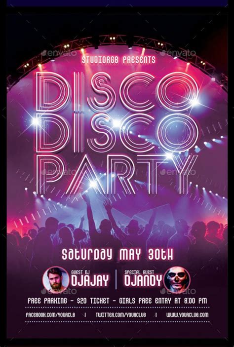 Disco Party Invitation Template PSD