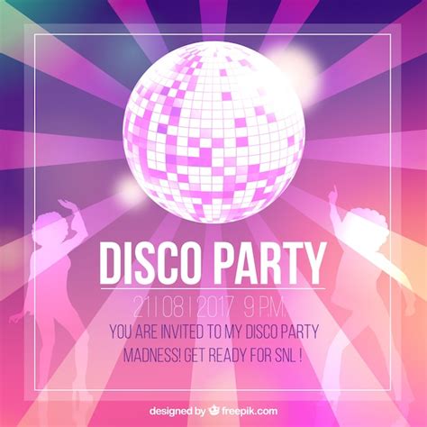 Disco Party Invitation Template Vector