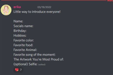 Discord Self-Introduction Template